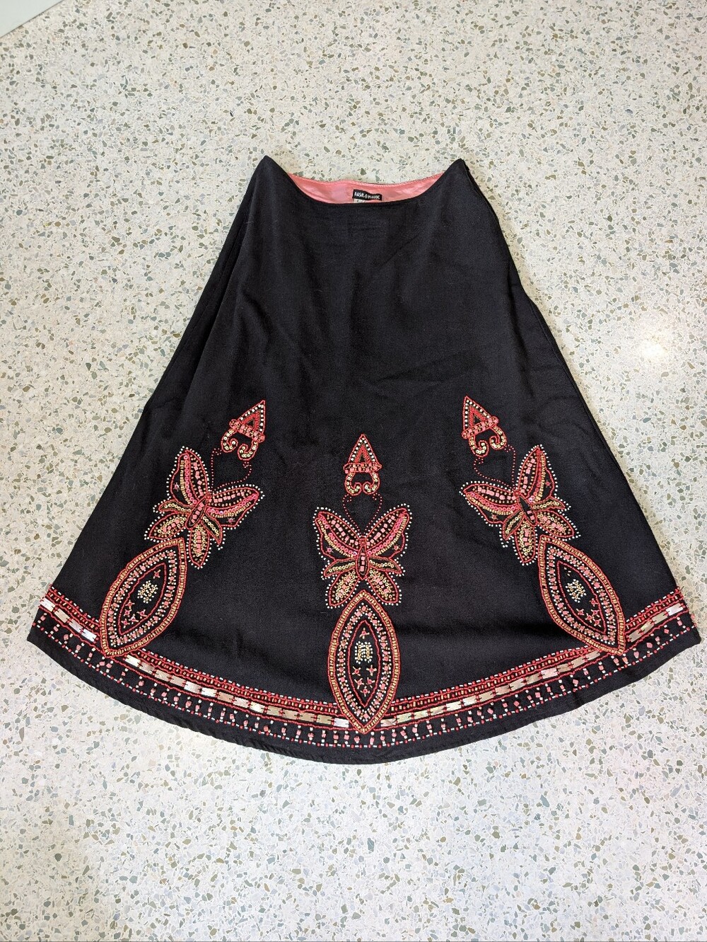 Basil & Maude Black Beaded Skirt